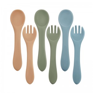 ملعقة سيليكون وشوكة لتغذية بادي، المرحلة الأولى الطفل الرضع ملاعق